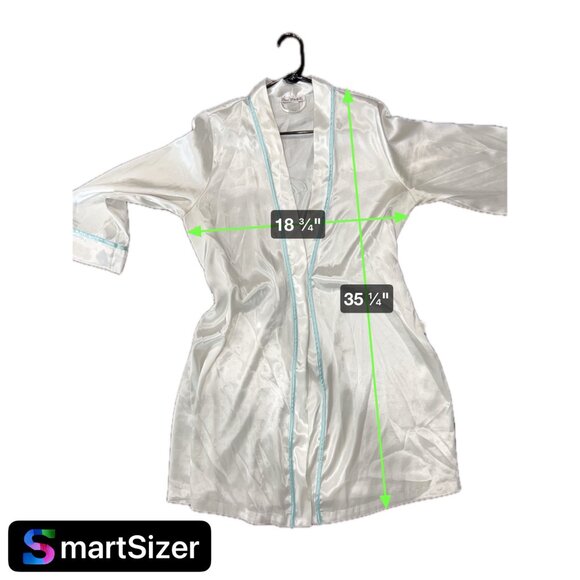 Linea Donatella The Bride White Satin Belted Robe Blue Trim Size Small Medium - Picture 8 of 8